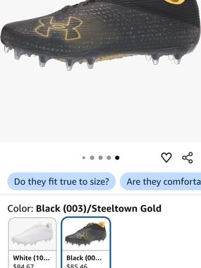 Under Armour Black and Gold Men's Athletic Football Cleats
